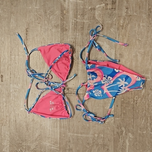 💕FRANKIES BIKINIS💕 Tia Mesh Triangle Top + String Bottom ~ Tropic Love XL NWOT - Picture 10 of 12